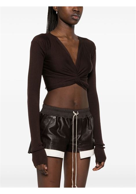 Brown wrap-design cropped top  Rick owens - women RICK OWENS | RP01E7645M14